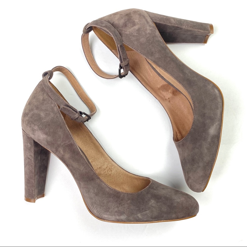 Madewell Cara Suede Pumps With Ankle Strap